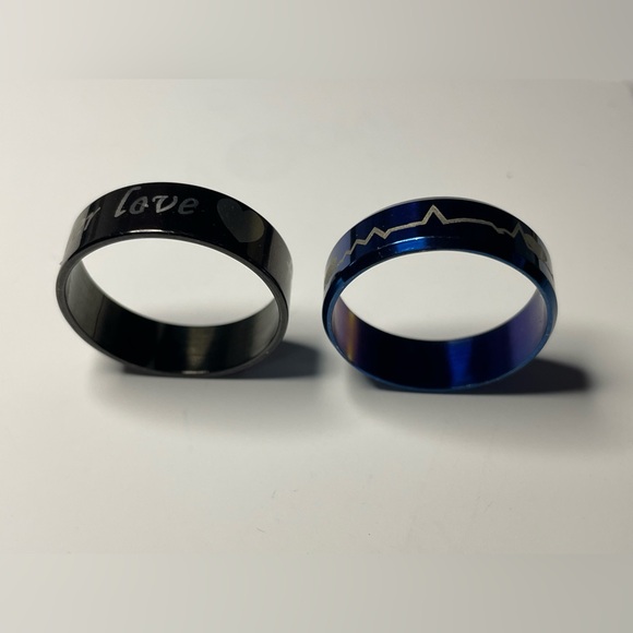 NWT Unisex Rings Men- Women 2PC SET STAINLESS STEEL SIZE 11 - Picture 3 of 16